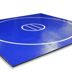 AK Athletic Equipment 15' X 15' X 1 3/8" Roll-Up Wrestling Mat -Tumbl Trak shop 12 12 blue with white circles and lines 6977e237 d3e1 4723 9d67 bc3d01ebc79e