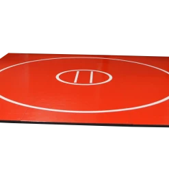 AK Athletic Equipment 12' X 12' X 1 3/8" Roll-Up Wrestling Mat -Tumbl Trak shop 12 12 red with white circles and starting lines