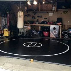 AK Athletic Equipment 14' X 14' X 1 3/8" Roll Up Wrestling Mat -Tumbl Trak shop 14 x14 blackgaragewrestlingmat