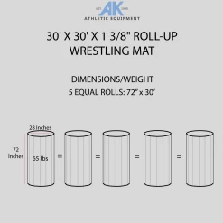 AK Athletic Equipment 30' X 30' X 1 3/8" Roll-Up Wrestling Mat -Tumbl Trak shop 30x30WRESTLINGMATDIMENSIONSINFOGRAPHIC