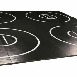 AK Athletic Equipment Black And Red 8 Section 20' X 20' X 1 3/8" Roll-Up Wrestling Mat With Four Practice Circles -Tumbl Trak shop black 8 piece 20 20 scaled