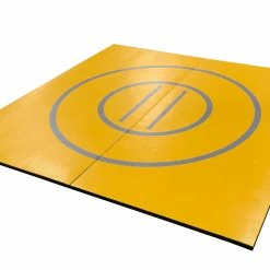 AK Athletic Equipment 8' X 8' X 1 3/8" Gold And Gray Roll-Up Wrestling Mat